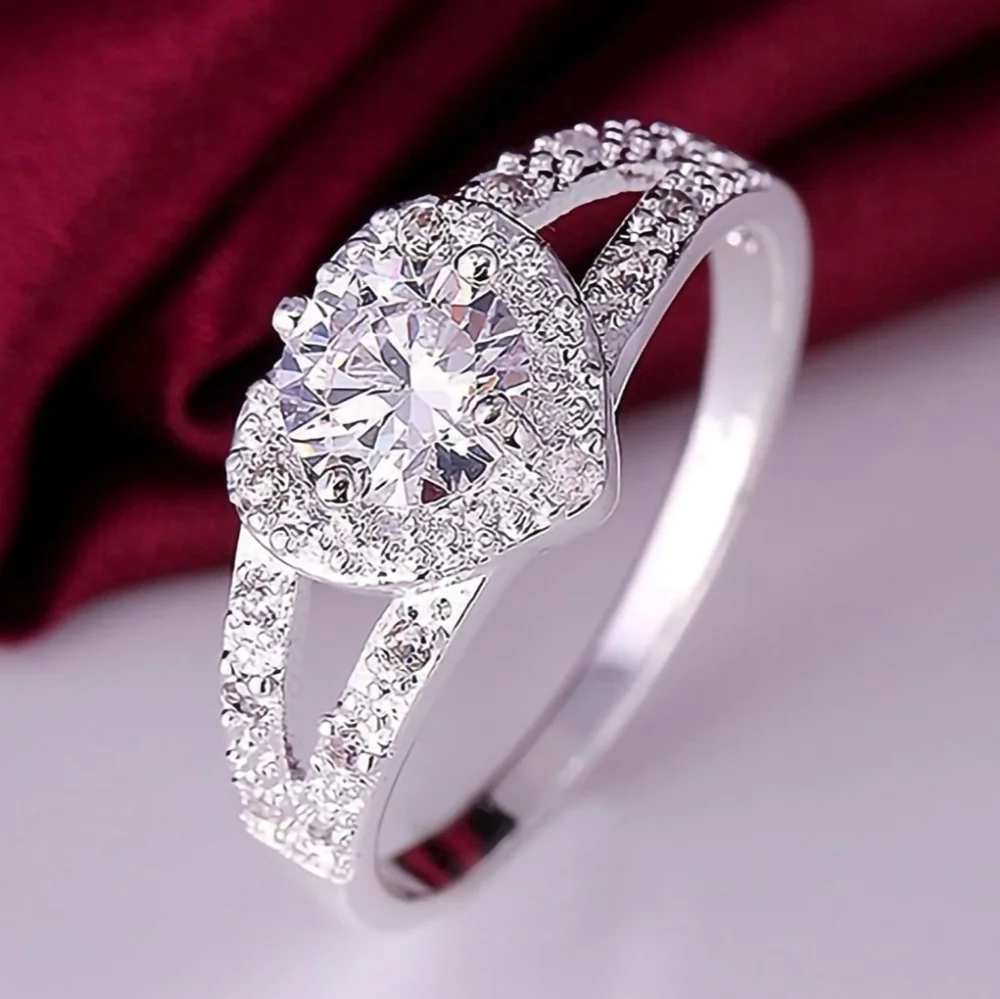 Beautiful Heart Cubic Zirconia Silver Ring